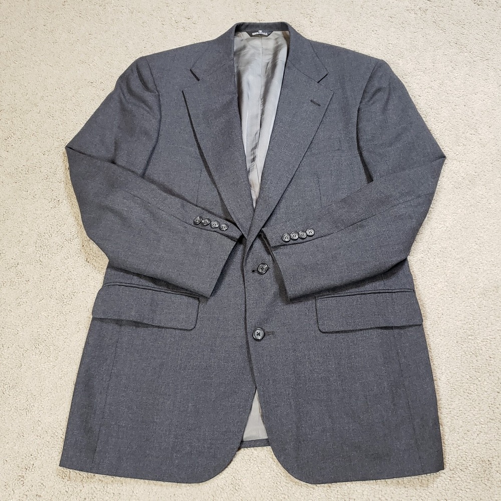 Polo University Club by Ralph Lauren Blazer Jacket Mens 42 R Gray Virgin Wool‎